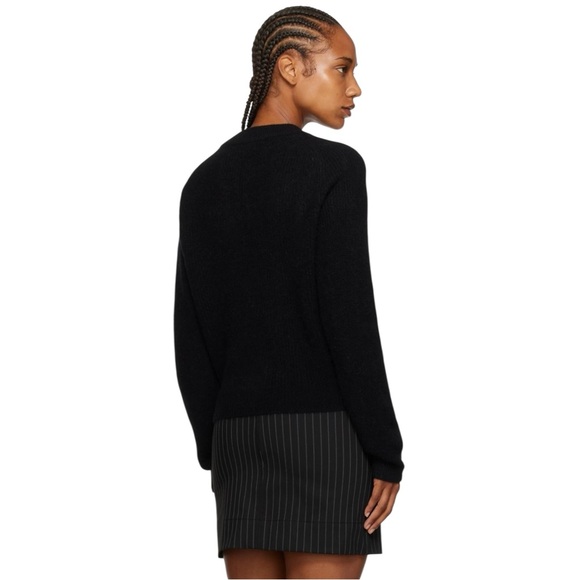 GANNI Black Crystal-Cut Diamond Button Wool Knit Loose Fit Cardigan Sweater Top - Picture 12 of 13